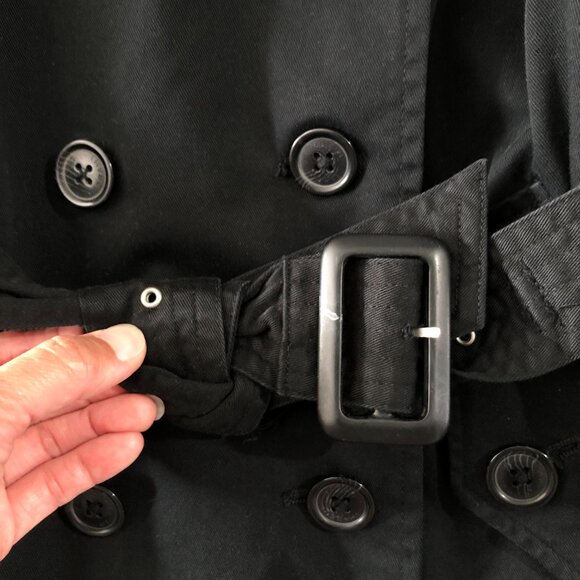 Isaac Mizrahi Target Trench Coat Womans Size S Black Double Breasted Rain Coat - Picture 12 of 16